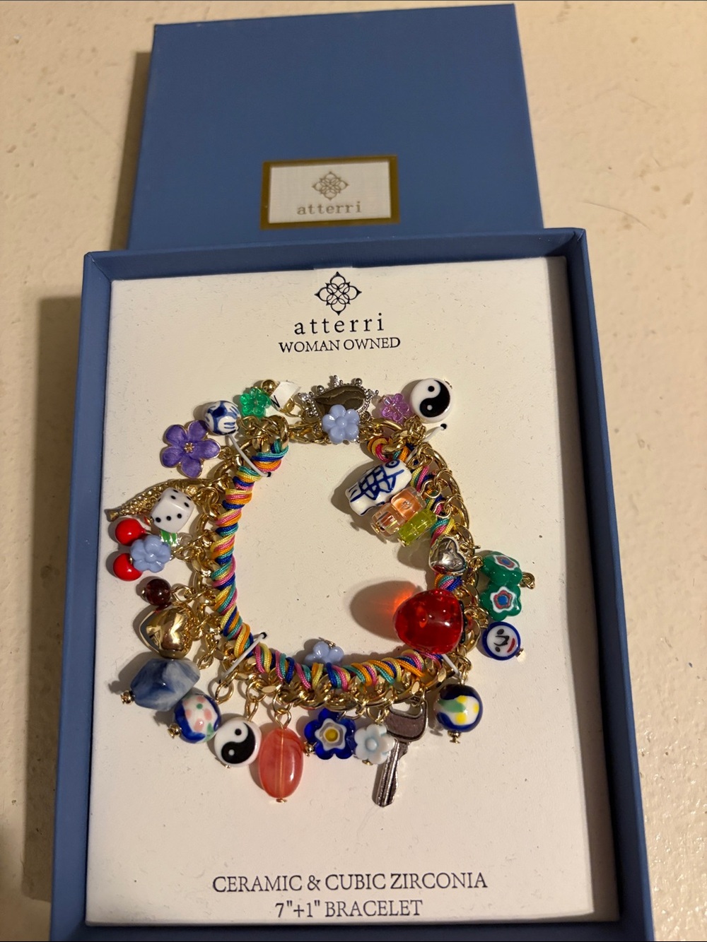 Atterri Multicolor Charm Bracelet with Gold-Tone Chain